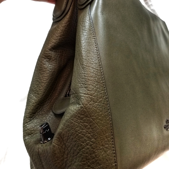 🔥LAST1♨️COACH BNWT Leather Large Bag Olive - Picture 7 of 17